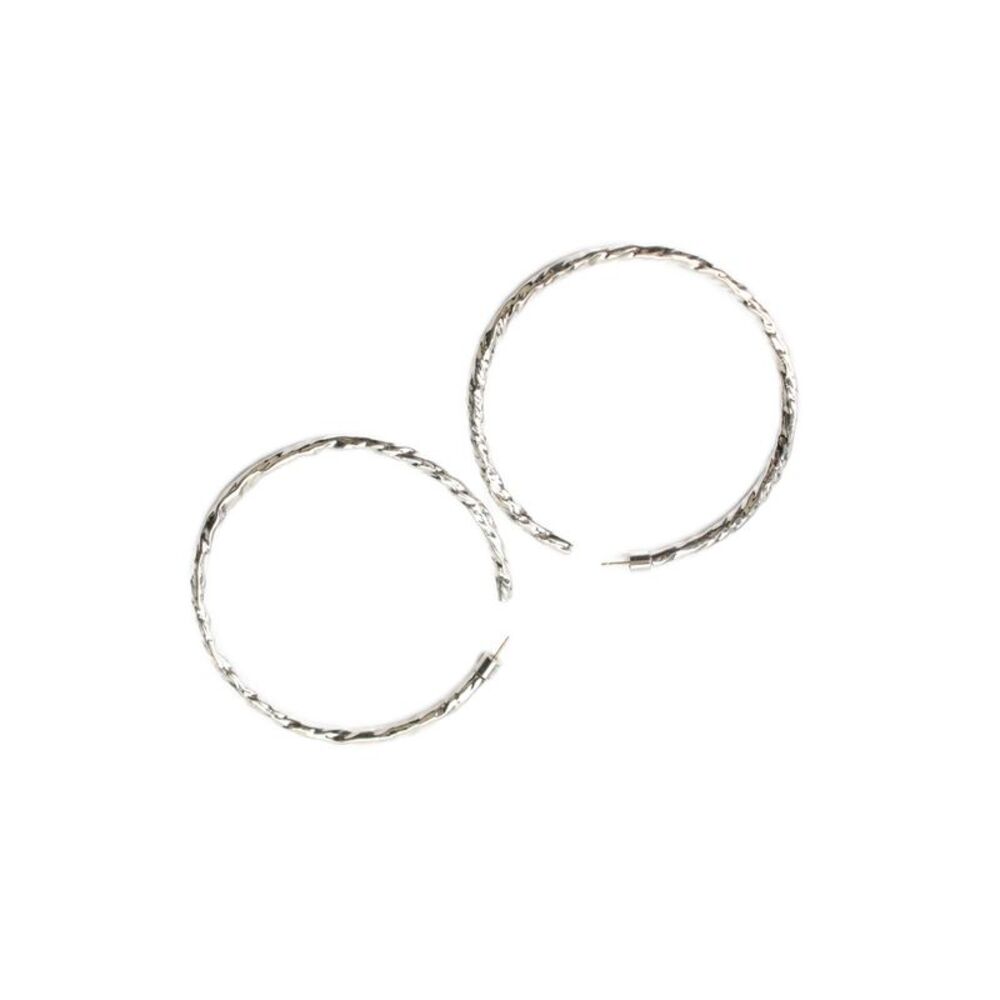 Jennifer Fisher Womens Silver Tone + 14K Posts Hailey Hoops 2.5"
